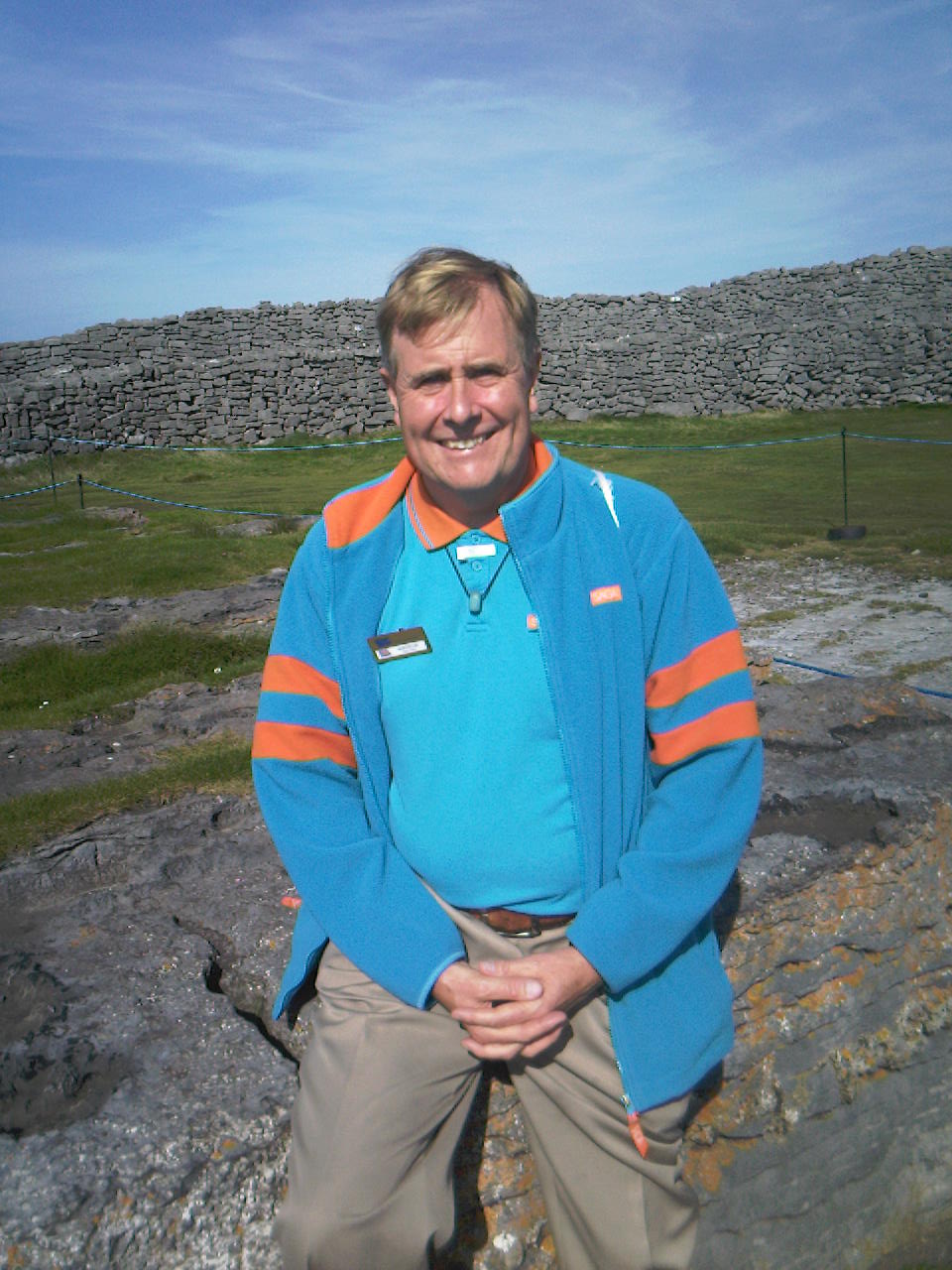 Me in the Saga Rose tour escort's uniform at the hill fort on Inis Mor