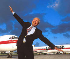 18) Sir Freddie Laker who flew us to the Bahamas for the day!