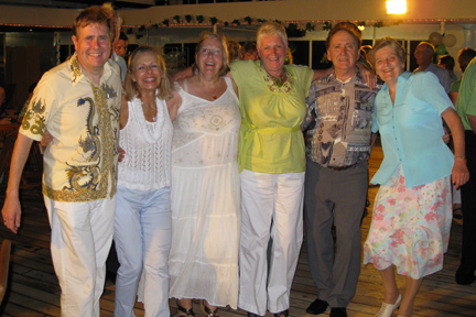 Dancing on deck on tropical night